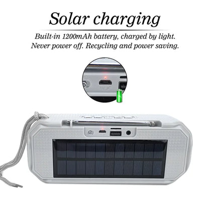 Solar Charging Wireless Stereo Speaker With Flashlight Outdoor TWS Bass Music Box Bluetooth-